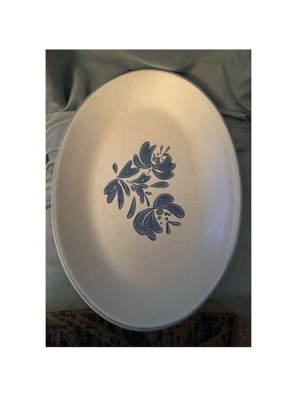 Pfaltzgraff Yorktowne 14" Oval Serving Platter Blue Stoneware Vintage